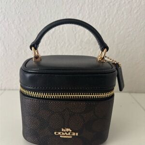 Coach Black and Brown Mini Bag with Gold Hardware